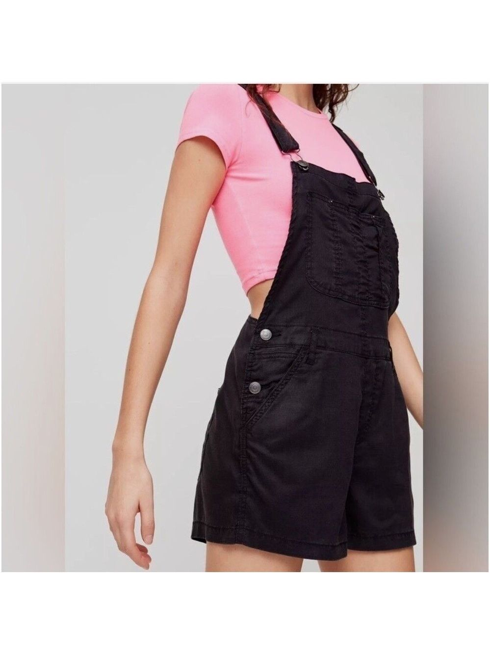 NWT Aritzia TNA Short Overalls Senryu Romper Shortalls Black Shorts Size XS NEW